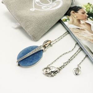 Brighton NR Brazil Blue Quartz Reversible Necklace